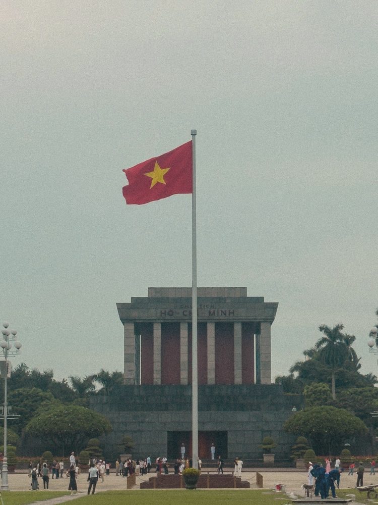Flag over the Ho Chi Minh Mausoleum, Hanoi
