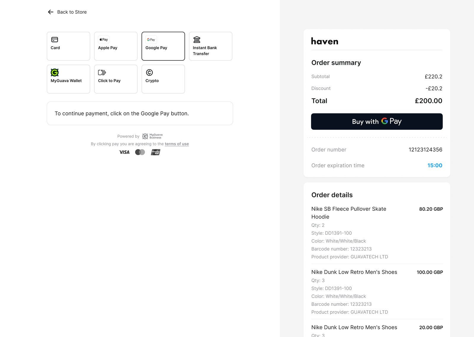 Checkout with Google Pay