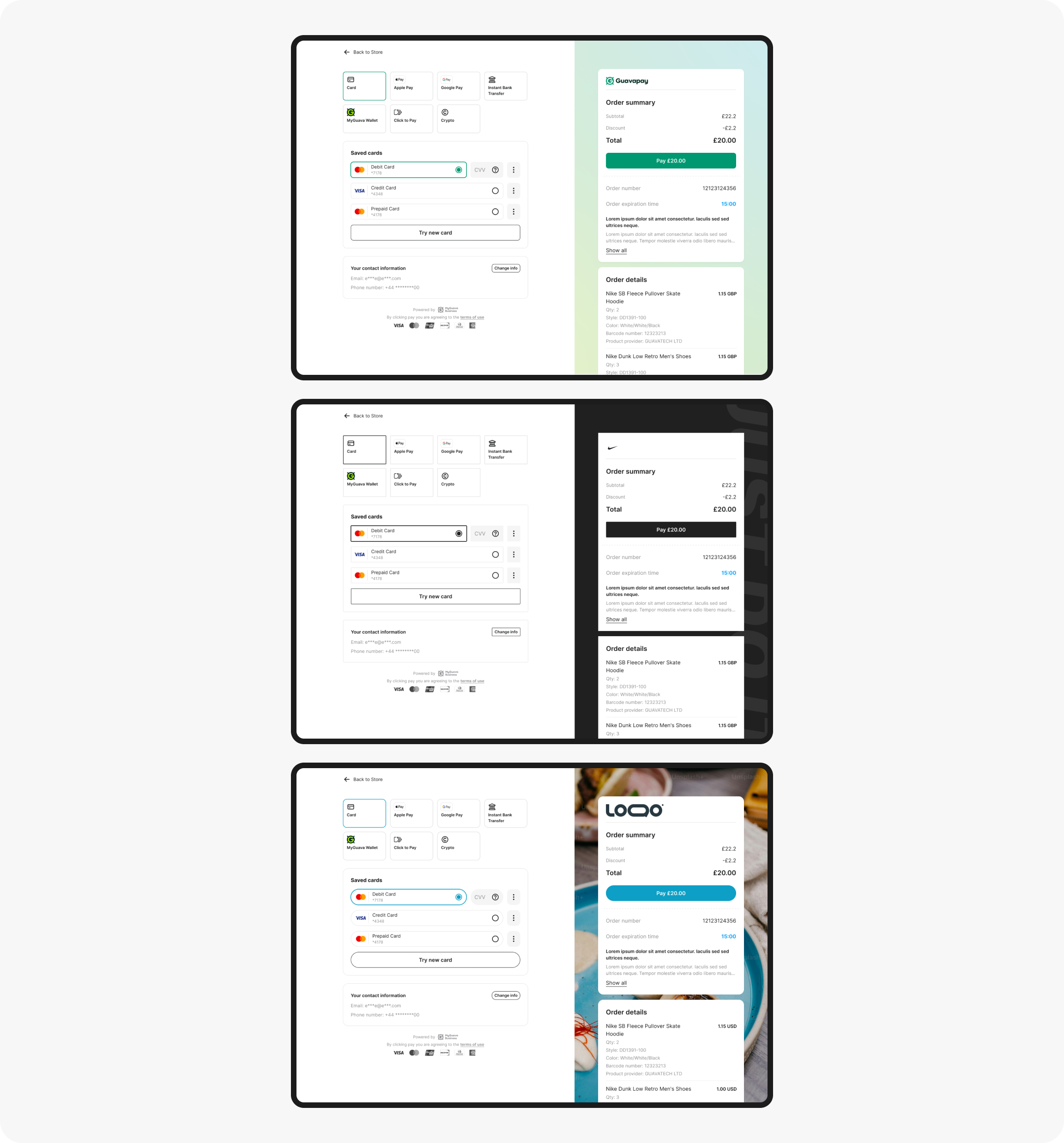 Customizable checkout interface