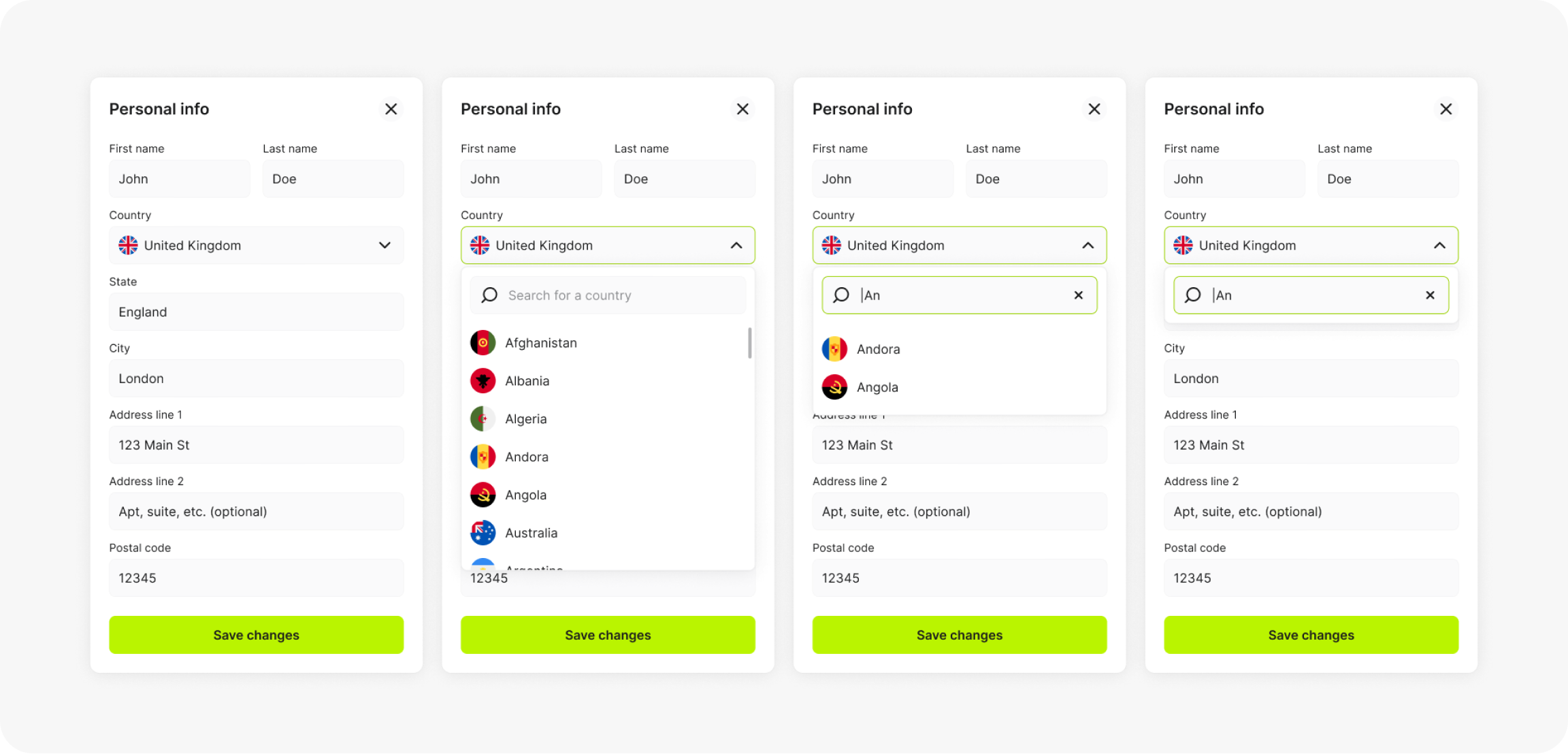 Personal information form