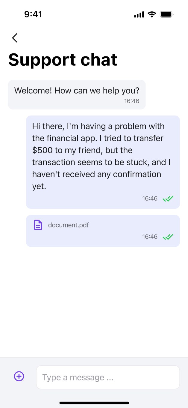 Remiton: Support chat, a file sent