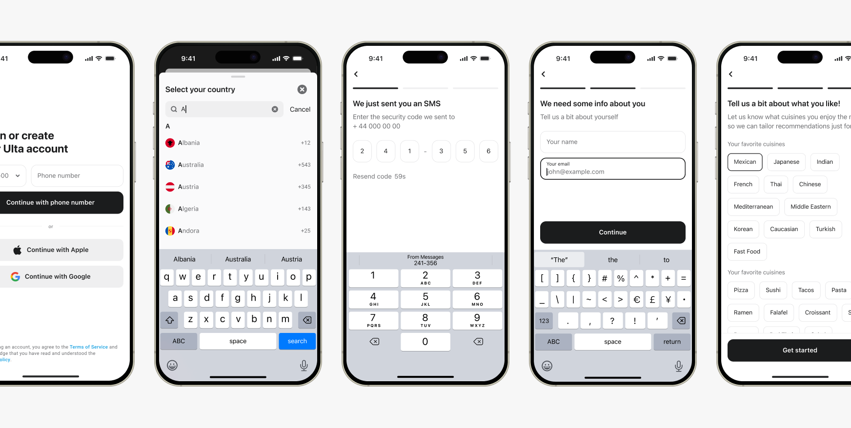 Login/Signup interface